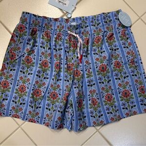 NWT Hill House Men’s Julien Blue with Floral Drawstring Swim Trunks